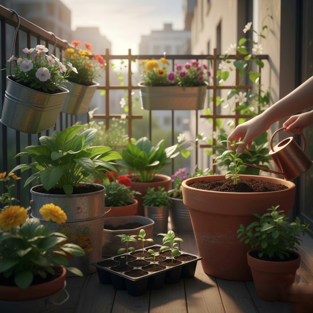 Home Balcony Gardening: How I Grow Flowers, Herbs, and Spinach for My Kitchen How I Grow Flowers, Herbs and Spinach for My Kitchen